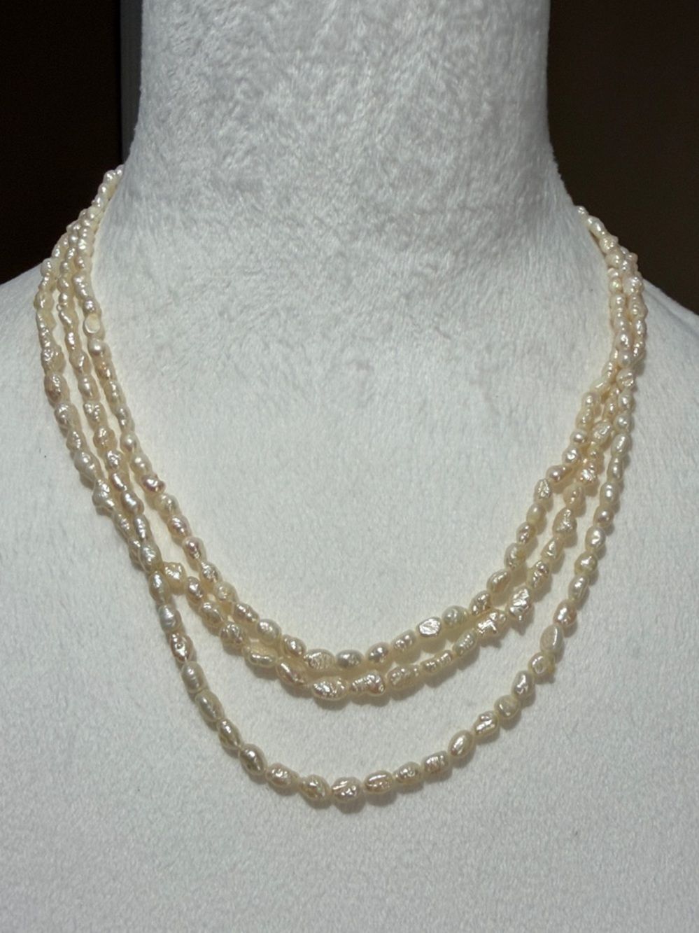 Vintage 4-Strand Freshwater Rice Pearl Necklace